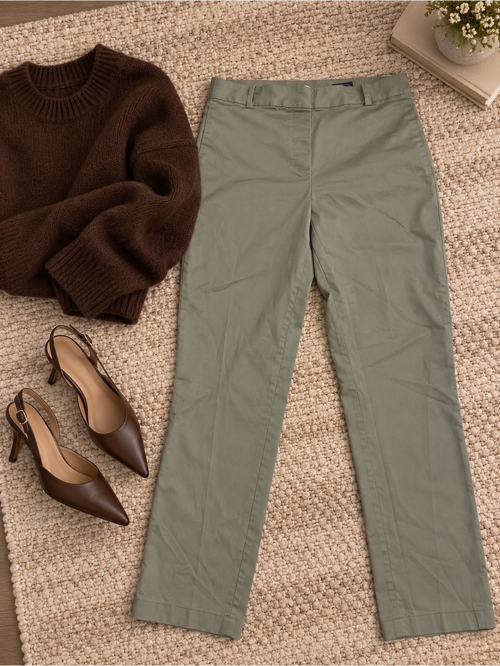 H&M Straight-Leg Pants in Sage Green